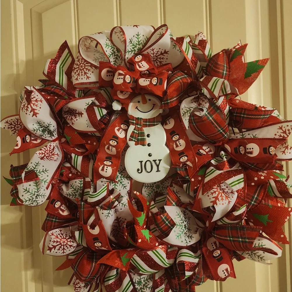Festive Christmas Wreath with Red Plaid Bow